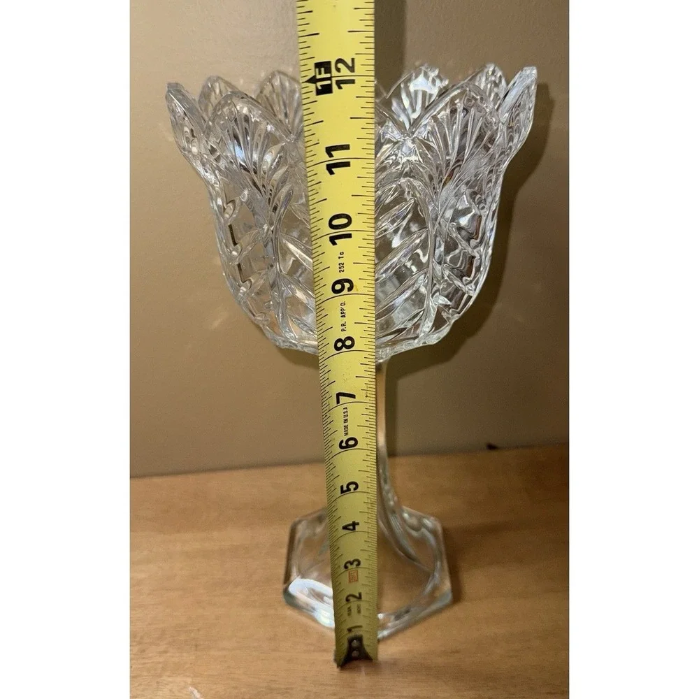Clear Crystal Pedestal Footed Tall Flower Vase Display Bowl 11.5 Wedding Decor